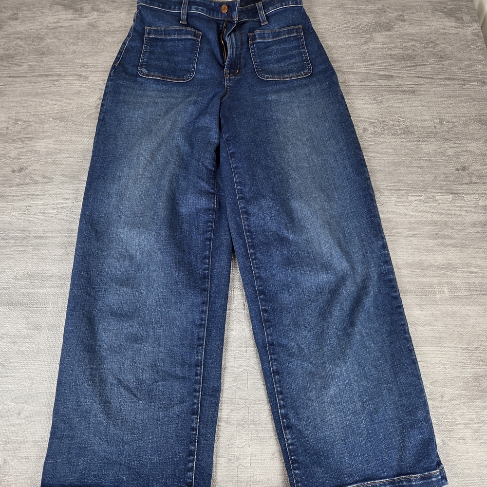 Madewell Curvy Emmett Wide Leg Jeans Size 29 High Rise Dark Wash - Picture 4 of 11